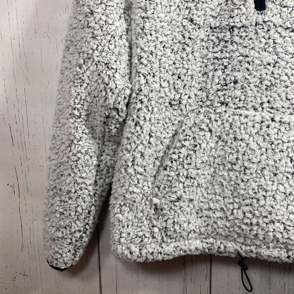 Victorias Secret PINK Sherpa Quarter-Zip Pullover Light Gray Fleece Sweatshirt - Picture 9 of 16